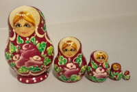 Vintage Hand Painted Purple & Green Russian Nesting Dolls