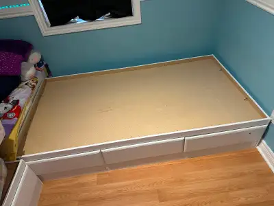 White Twin Bed Frame with Storage Drawers, View more