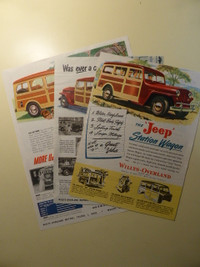 Willys Jeep Station Wagon 1950's Magazine Advertising X 3