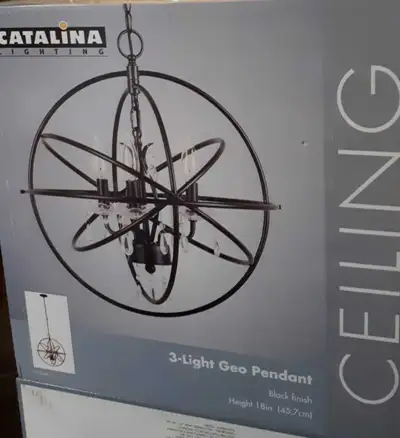 Beautiful 3 Light Globe Chandelier (New), View more