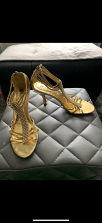 Gold strappy 3 1/2 inch heels - Size 9