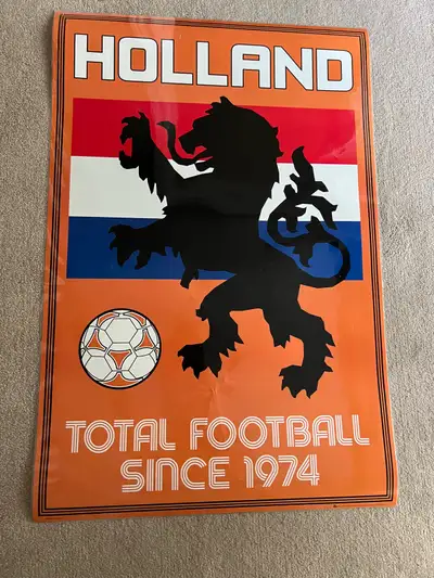 Large Laminated Poster Holland Total Football Since 1974 measures 36” by 24” Pickup in town of Dunda...