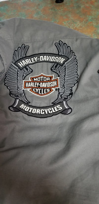 HARLEY DAVIDSON   Hooded Gray Denim Motorcycle  3XL