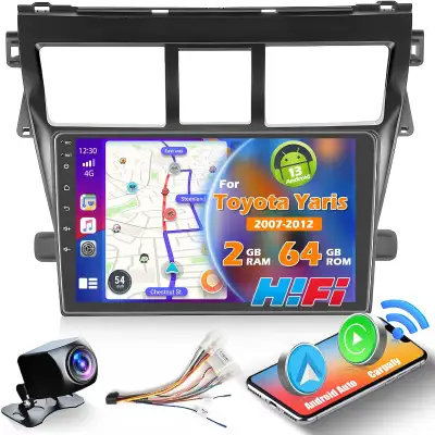Roinvou [2G+64G] for Toyota Yaris Vios 2007-2012 Car Radio with Wireless Carplay/Android Auto, 9 Inc...