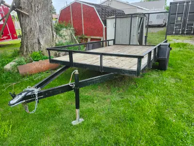2004 Homemade heavy duty 7 x 12 single axle (3500lb) trailer with ramp, tires good, side pockets, be...