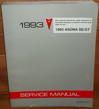 1993 ASUNA SE GT Service Manual Pontiac