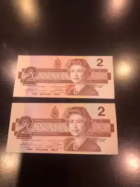 1986 Canadian Bills $2