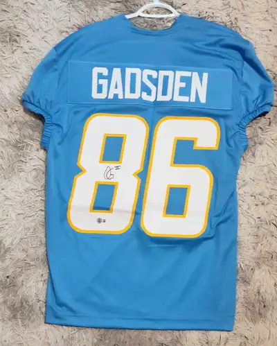 Oronde Gadsden Signed custom LA Chargers Jersey Beckett COA, View more