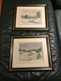 Deux toiles paysage d'hiver à vendre