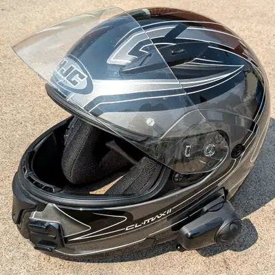 Casque Moto HJC CL-MAX2 (Large 59-60cm) Couleur Gris+Noir+Blanc Certification DOT Visière claire Inc...