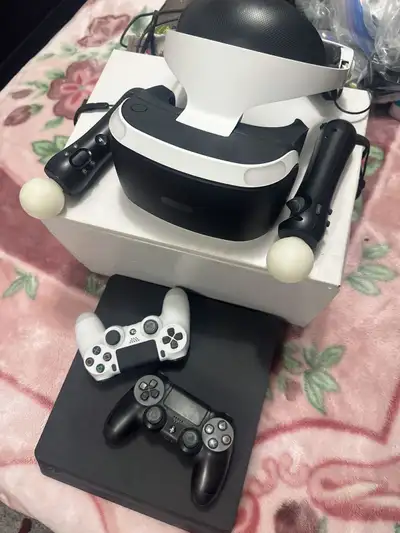 PS4 Slim 1TB + VR + 2 Controllers + Games, View more