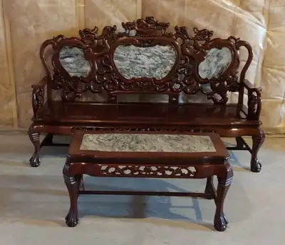 Vintage chairs with marble inlay, View more