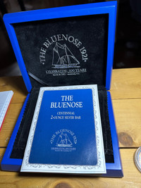 The Bluenose Centennial 2 oz .999 Fine Silver Bar