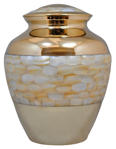 "Golden Brass Heart" Keepsake Miniature Cremation Urn. This Golden color handcrafted heart shaped mi...