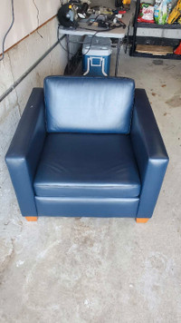 Blue Leather Accent Chair
