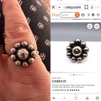 1970s Vintage 925” Silver ( Mexico) Daisy Flower Ring(size 5)