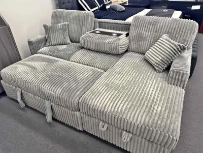 Pullout 3 Seater Sectional Corduroy Sofa/Bed For Sale!!, View more