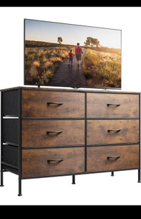 WLIVE Wide Dresser with 6 Drawers, Industrial TV Stand, Entertai