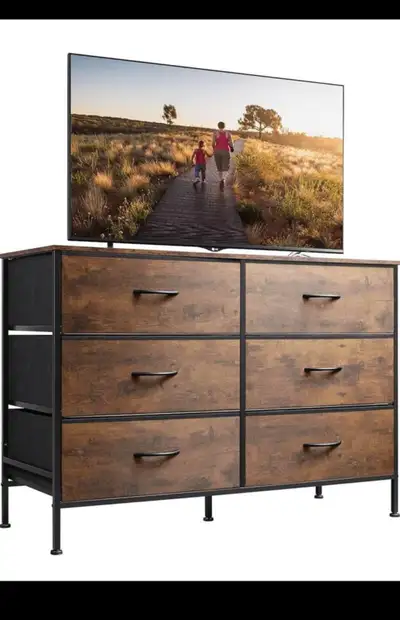 WLIVE Wide Dresser with 6 Drawers, Industrial TV Stand, Entertai, View more