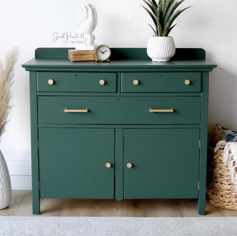 Hunter Green Antique Buffet / Sideboard / TV Stand / Hutch Hutches