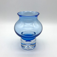 Dansk Art Glass Blue Hurricane Tea Light Votive Candle Holder