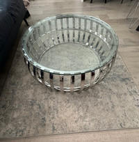 Modern glass and chrome coffee table