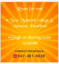 Room for rent near Mohawk college