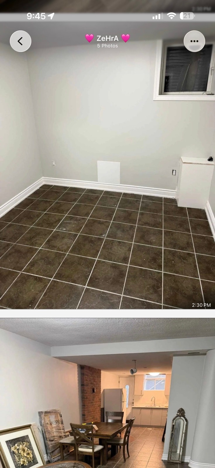 Three-bedroom basement with two bathrooms, a side entrance 2