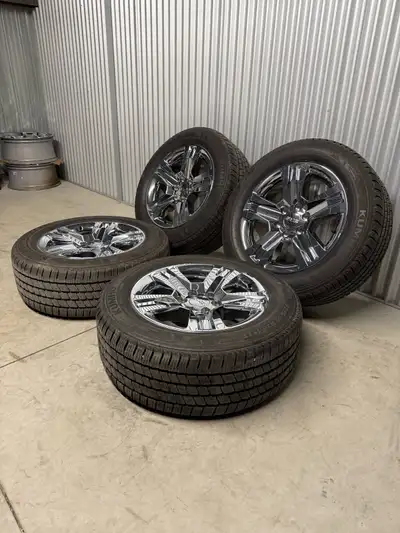 20” OEM GM 6x139.7 bolt pattern rims with GM 315hz tpms sensors + 275/55R20 Khumo Crugen HT51 (3 pea...