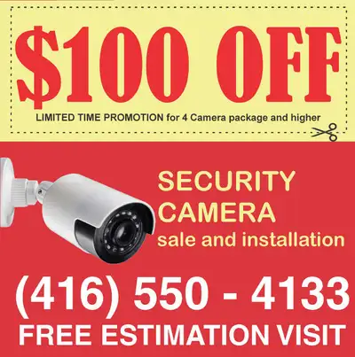 !!! $100 Off!!! limited time offer for 4 camera packages and more Sale and Installation NO MONTHLY F...
