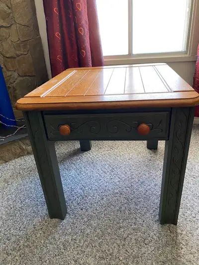 Solid wood side table., View more