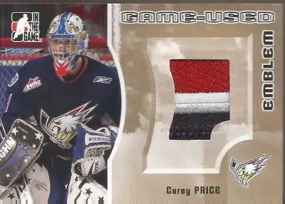 CAREY PRICE 2005-06 Heroes & Prospects Game Used Patch Emblem Gold Version #/10