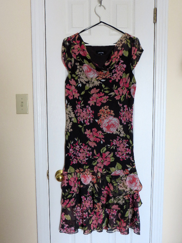 Black dress with pink flowers. in Women's - Dresses & Skirts in Fredericton