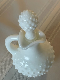 Avon White Hobnail Decanter with Handle - Mint Condition