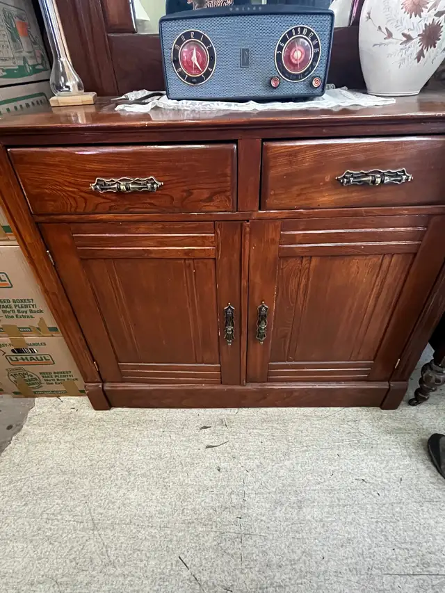Vintage Ash Dining Hutch with Mirror in Arts & Collectibles in Calgary - Image 3