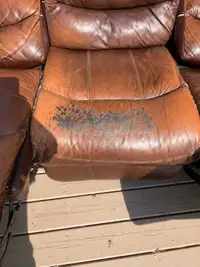 Leather couch power recliner