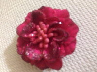 Hot pink flower handmade brooch pin