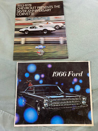 Automotive sales brochures Corvette and Ford galaxy