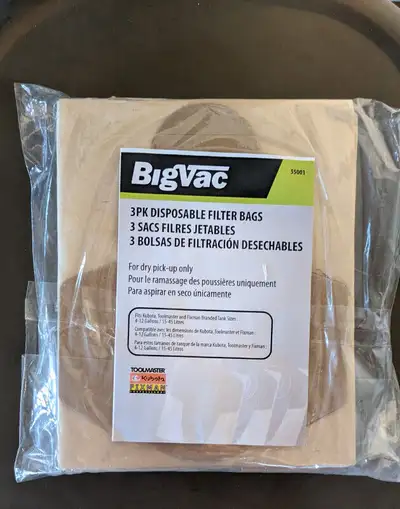 3 sacs neufs dans l'emballage scellé pour aspirateur d'atelier (style shop vac) de 4 à 12 gallons. #...