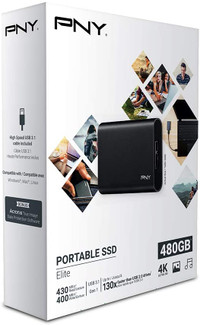 PNY Elite 480GB USB 3.1 Portable Solid State Drive SSD BNIB