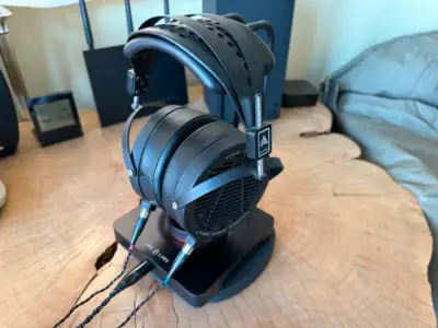 Pristinely cared for, beautiful sounding planar magnetic Audeze LCD2-C headphones driven by JDS Labs...
