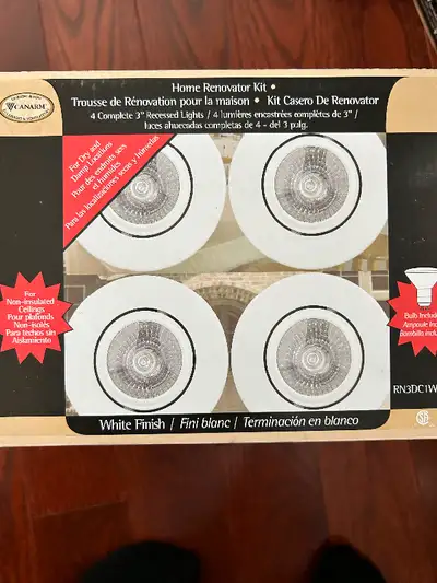 2 boxes of 4 each, light bulbs included 1 box for $20 or 2 boxes for $30 Boxes sealed, never opened.