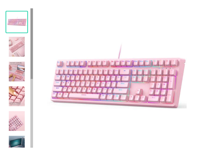 AUKEY Mechanical Gaming Keyboard - PinkRGB Backlight in Mice, Keyboards & Webcams in Mississauga / Peel Region - Image 8