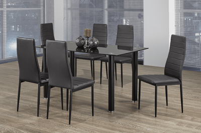"Modern Glass Dining Set with 6 Chairs ️✨", View more