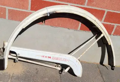 Antique 1940s CCM Bicycle rear fender and chain guard, View more