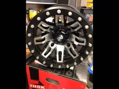 TUSK Teton wheels.. size 14x10..Bolt pattern 4x156…offset 5t5…..colour Machined/Black. Set of 4 Bran...