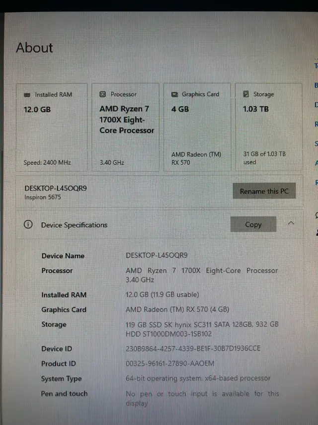 Dell Inspiron 5675 Gaming PC in Desktop Computers in St. Albert - Image 3