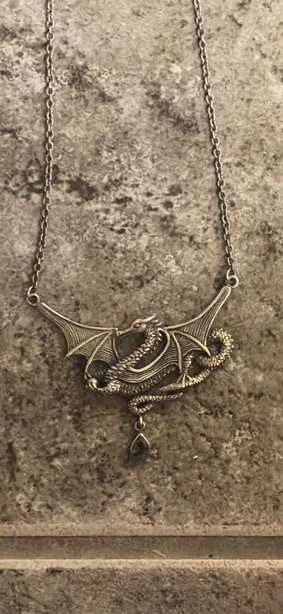 Dragon Necklace From Czech Republic with Faceted Moldavite, View more