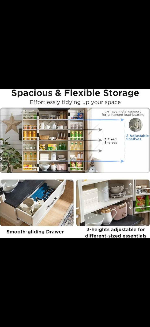 Farmhouse Pantry Cabinet，High storage cabinet with shelves in Dressers & Wardrobes in Markham / York Region - Image 3