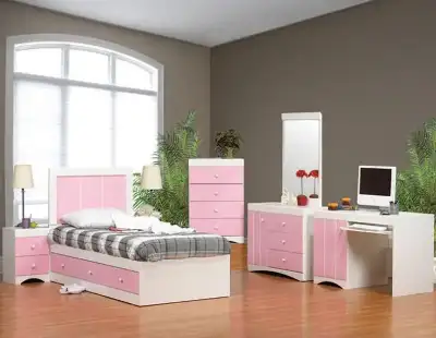Pink and White Bedroom Furniture Set, View more